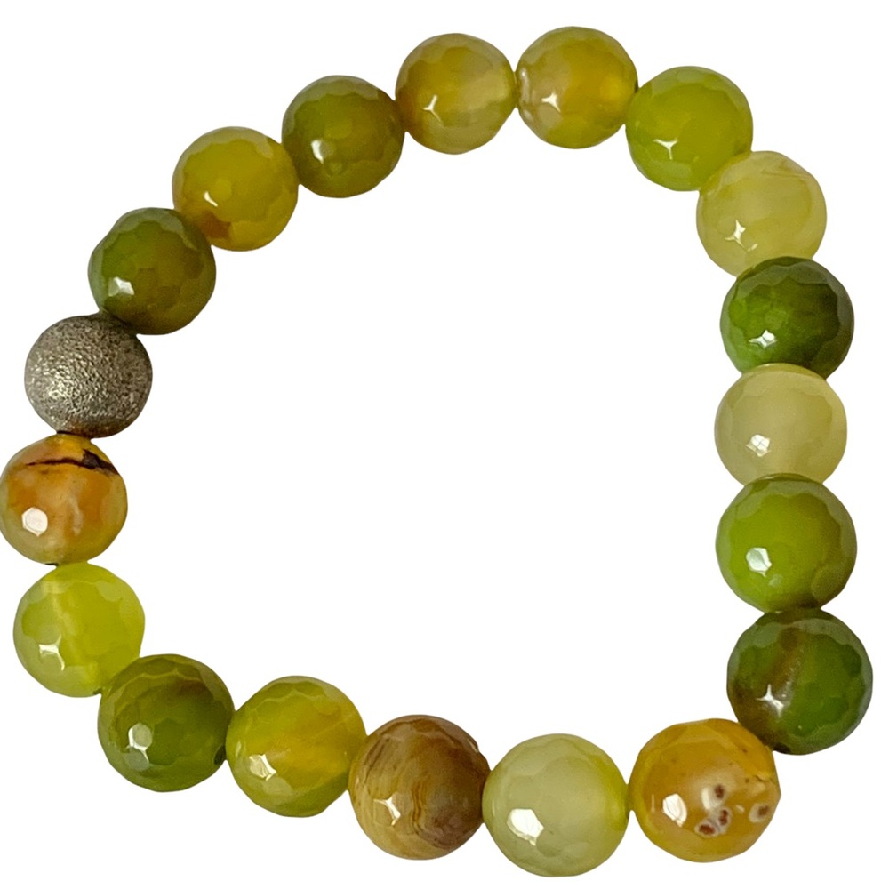 Green Opal Bracelet Beads Stone Green Unisex Round Bracelet